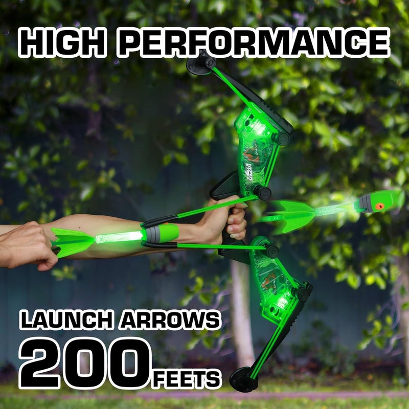Zing HyperStrike Dominator Light Up Bow Archer Pack, Light Up Bow and Light Up Zonic Whistle Arrows, Shoots Arrows Over 200ft, Outdoor Play with Friends and Family, for Ages 14+ (Green) - Image 5